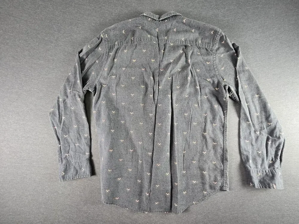 American Eagle Outfitters Shirt Mens Large Gray Flannel Long Sleeve Button Up